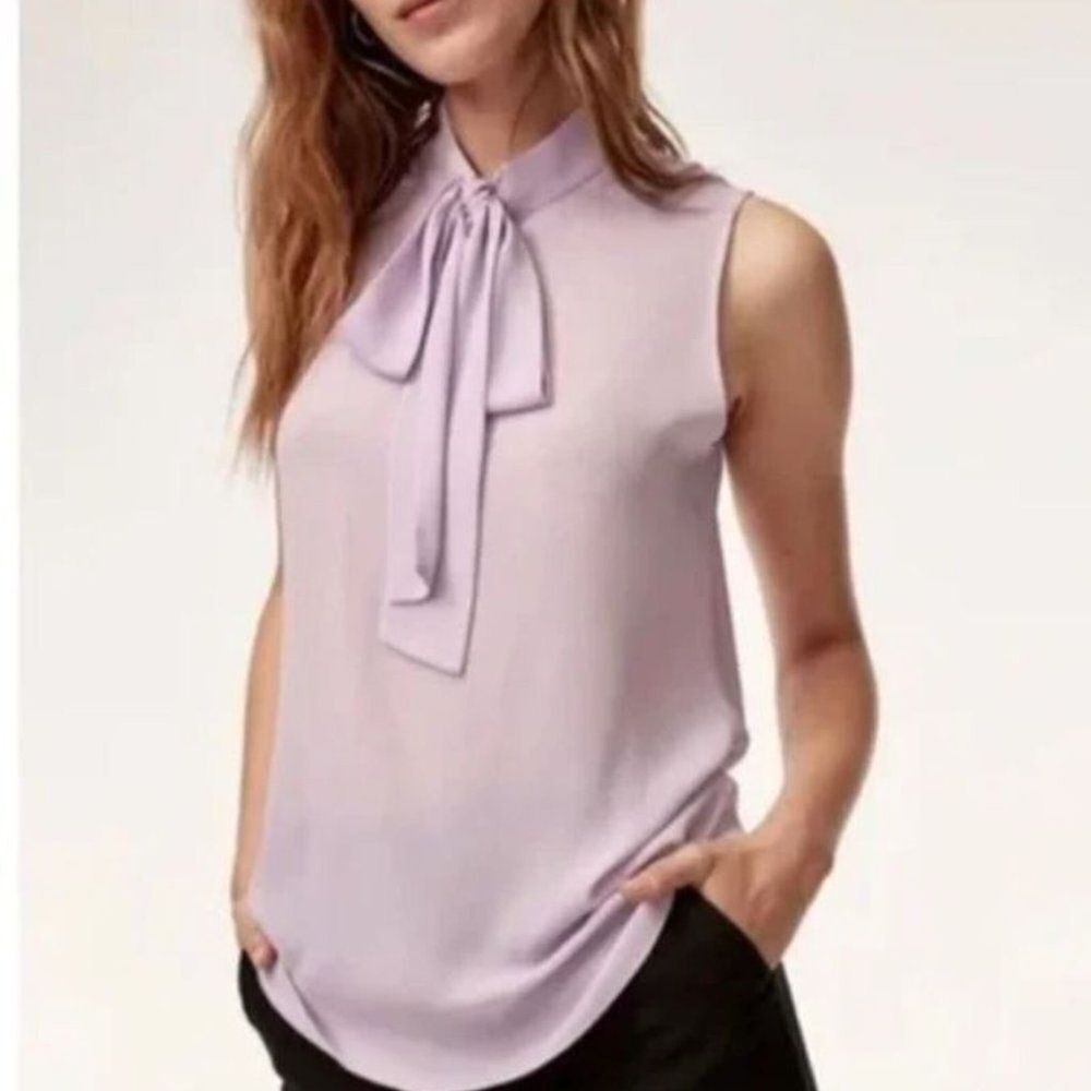Aritzia Babaton Piero lilac tie front Blouse Small Woman's